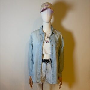 Universal Thread Light Wash Denim Button Down Shirt - Size S